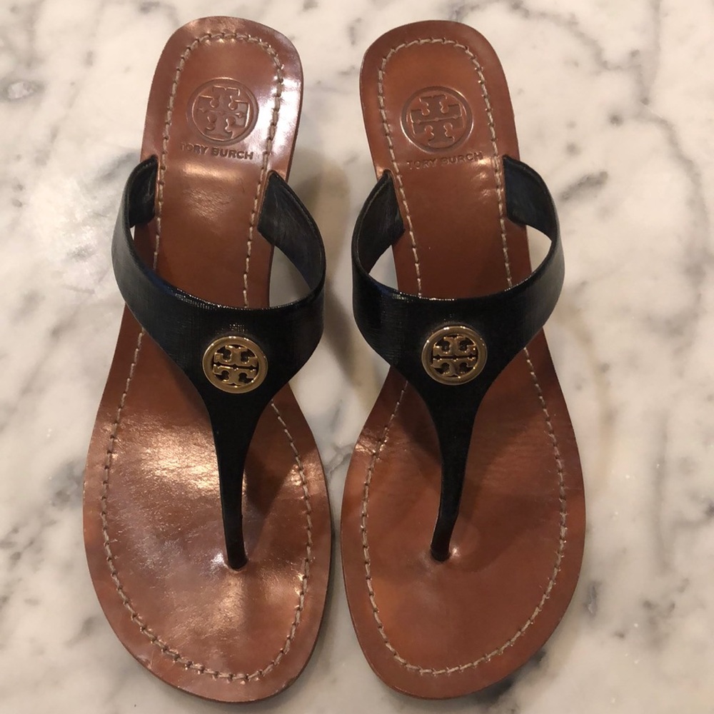Black Tory Burch wedges sandals